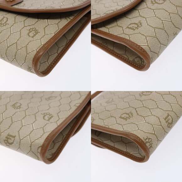 DIOR Honeycomb Canvas Shoulder Bag Pvc Beige Gold - Picture 10 of 12